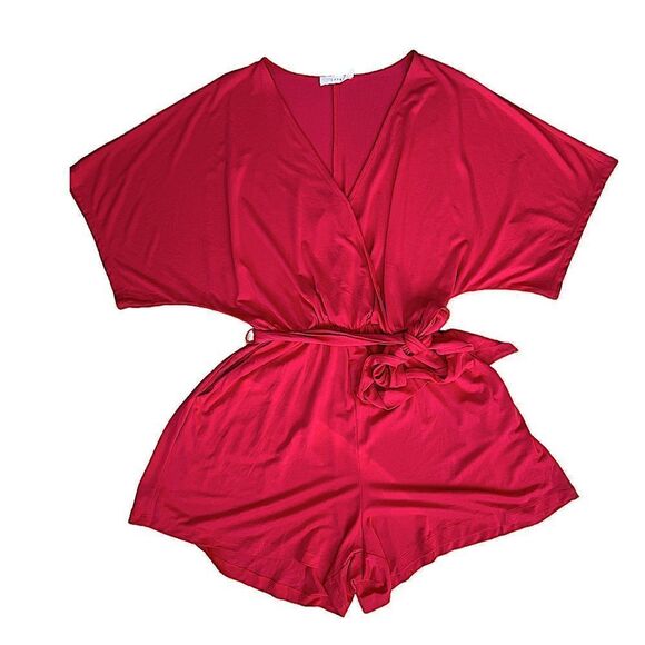 Lush Material Girl Dolman Sleeve Romper Pink Coral NWT - Picture 7 of 14